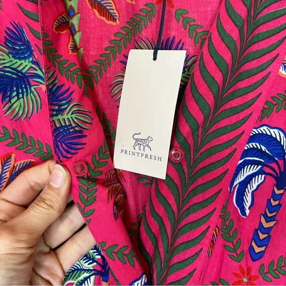 PRINTFRESH NEW Gabriela Midi Wrap Dress in Palm Tree Multi Pink Sz 1X - Picture 7 of 14